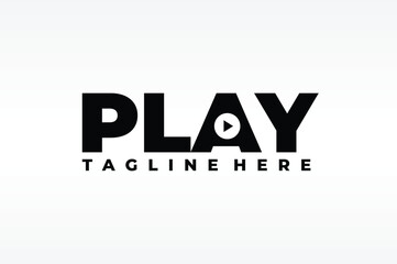 play text logo button