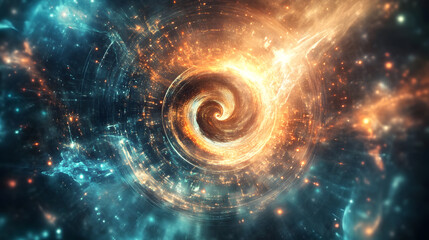 Fototapeta premium Time dilation fog, temporal visualization, infinity mist, cosmic glow