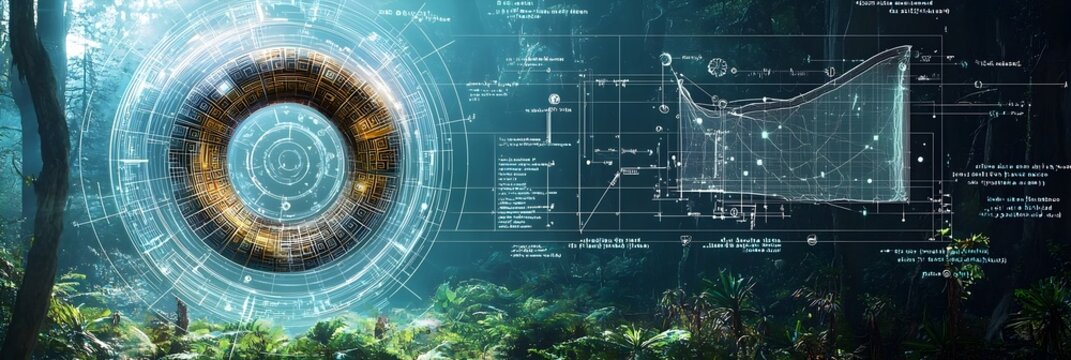Fibonacci Spiral Overlaying Natural Patterns Symbolizing the Math and Geometry Found in the Organic Designs of the Natural World