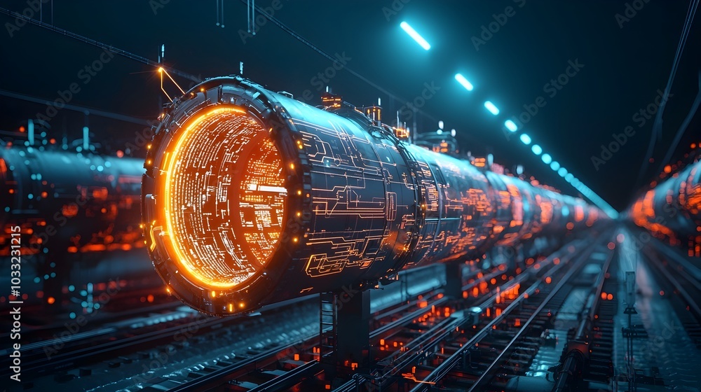 Aufkleber glowing network of interconnected pipelines symbolizing energy flow and efficient infrastructure of 