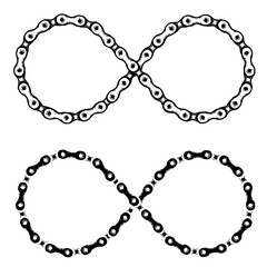 bicycle chain link infinity symbol. cycle chain link collection. Set of motorcycle link. Vector illustration.