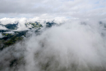 Top view Morning Mist and Viewpoint with Layers of Mountains