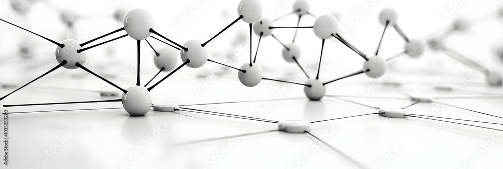 Poster interconnected molecular network forming a geometric digital with abstract shapes lines and patterns