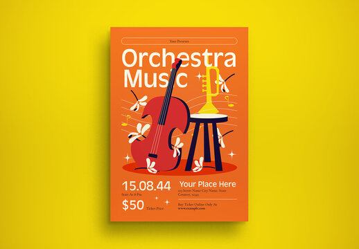 Orange Maximalism Orchestra Music Flyer Layout