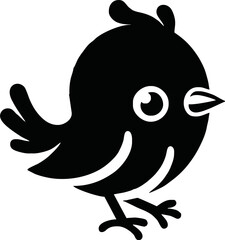Minimalist Cute bird logo vector illustration. black and white Logo.