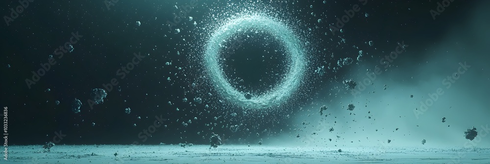 Aufkleber Mesmerizing abstract image showcasing a dynamic tornado like vortex formed by a swirling flow of digital particles representing the powerful forces of energy and chaos theory