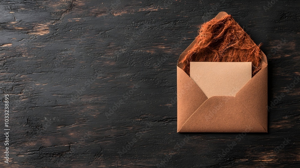 Poster Open envelope with a blank note inside symbolizing an unspoken apology or regret  Minimalist and modern design with a clean white background  Concept of communication gesture and silent expression