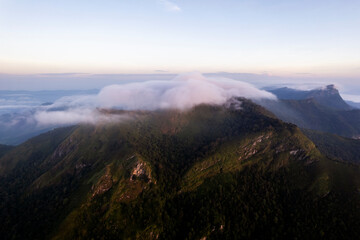 Phu Chifa Mountain with fog and cloudy sky at Chiang rai Thailand