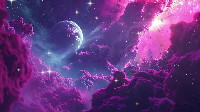 night sky with colorful clouds and stars background