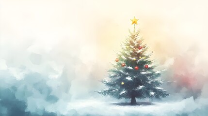 christmas tree with snow