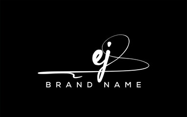 EJ letter beauty handwriting vector logo.