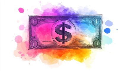 Colorful Creative Art of a US Dollar Bill