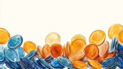 Colorful Coin Collection Symbolizing Wealth and Abundance