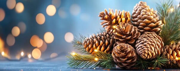 Sparkling Pine Cone Christmas Wreath Festive Holiday Decor with Twinkling Lights Creative Flair, Perfect for Winter Wonderland