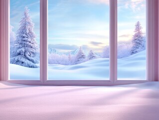 Stunning Frost-Covered Windows with Symmetrical Ice Formations Glowing in Winter Light A Holiday Dream Capture the Magic of a Frosty Holiday Window with this Beautiful Image