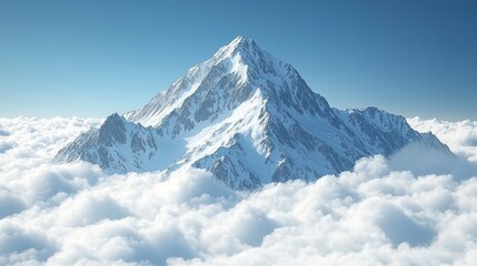 Obraz premium Majestic Snowy Mountain Peak Above Cloudscape