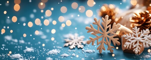 Symmetrical Snowflakes Falling on Holiday Decor, Adding Winter Charm to the Scene Capture the Beauty of a Snowy Winter Wonderland with These Festive Decorations Perfect for Christmas, Hanukkah, or