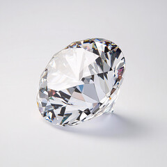 sparkling clear diamond gemstone on white background 3d illustration