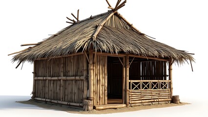 Naklejka premium Straw house on a white background