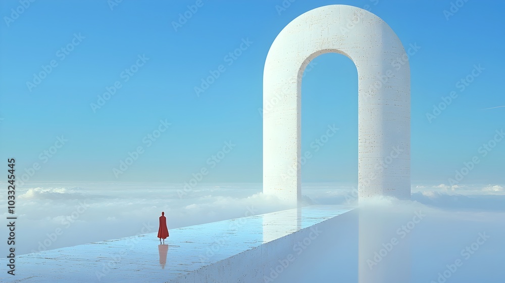 Poster surreal and mesmerizing mirrored doorway leading into an infinite boundless void with a captivating 