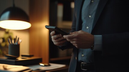 Fototapeta premium Business Professional Using Smartphone in Office