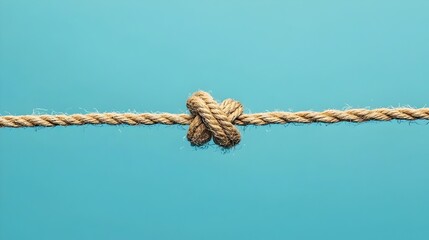 Torn rope reconnected with a strong knot symbolizing the process of repair reconciliation and the of a broken connection or relationship