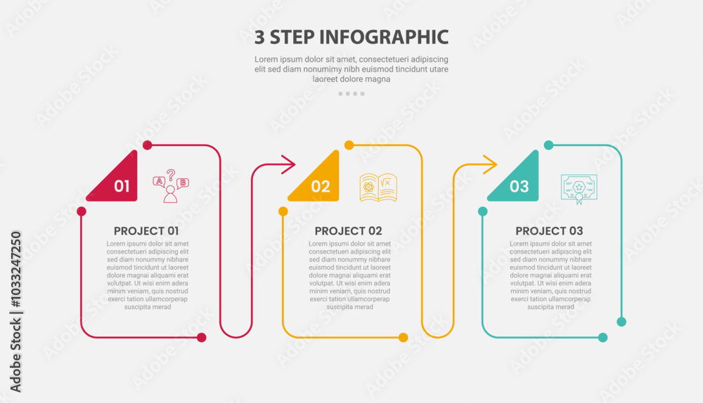 Aufkleber 3 points template infographic outline style with 3 point step template with creative box container w