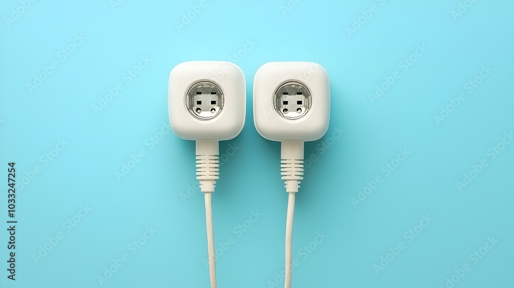 Aufkleber two disconnected electrical plugs placed side by side ready to be reconnected for power supply repre