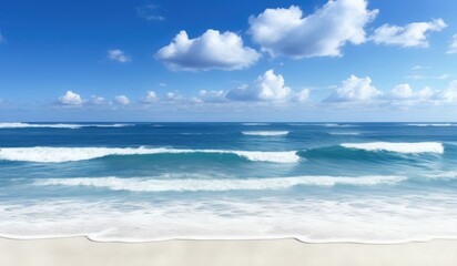 Fototapeta premium a picture of a beach with a wave coming in