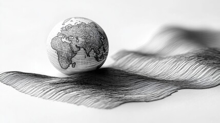 Globe on Paper Wave Symbolizing Our World&rsquo;s Connection