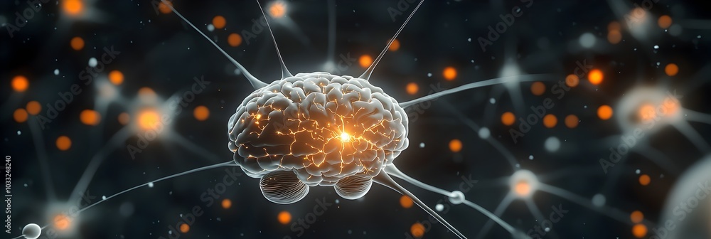 Aufkleber Visually striking image depicting the firing of neurons and electric pulses that represent the complex neural activity and connections within the human brain