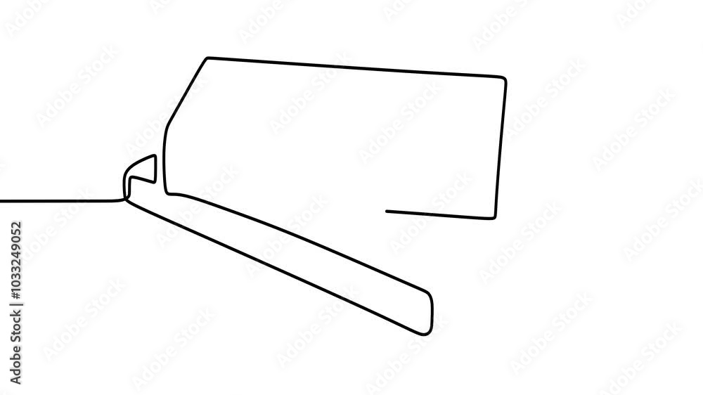 Poster continuous drawing line art of book with black line and white background. one line
