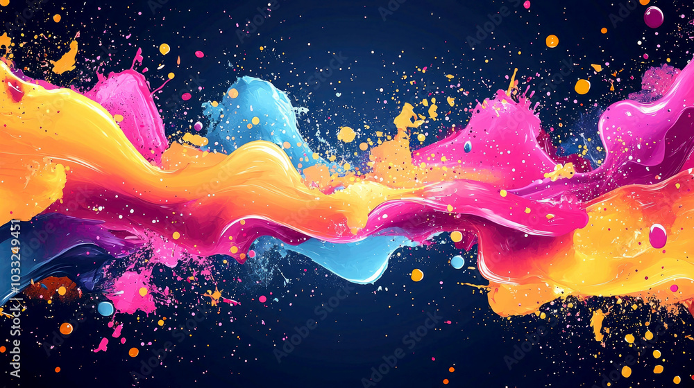 Poster a vibrant splash of colors creating a dynamic abstract design.