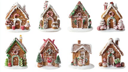 Obraz premium Christmas gingerbread house in snow town,Cookie and candy house with christmas tree,holiday greeting season,gift for Christmas day,Merry Christmas,happy new year concept,copy space.
