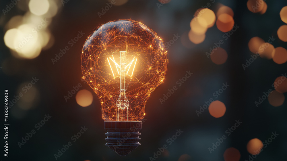 Poster a light bulb glows, but inside it's not a filament, it's a digital globe. this image shows how techn