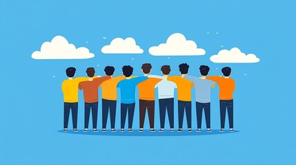Friends Standing Together Under the Sky