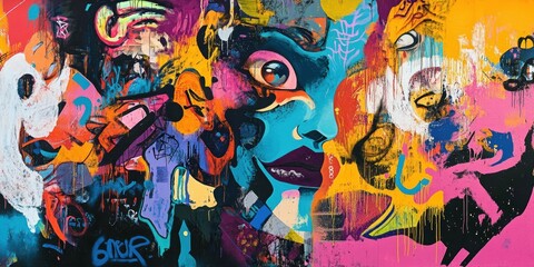 Obraz premium Abstract graffiti art with vibrant colors.