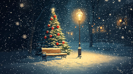 christmas tree in the snow