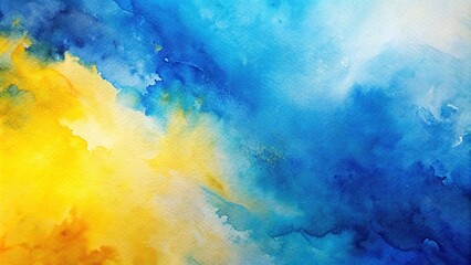 Fototapeta premium Abstract blue and yellow watercolor painted background