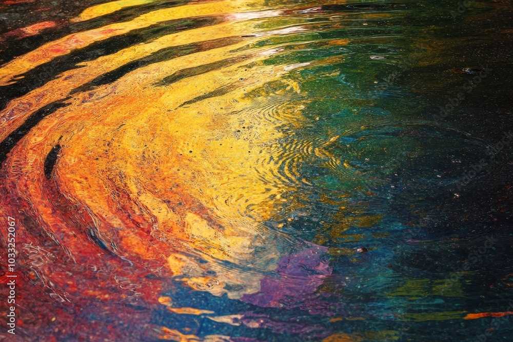 Aufkleber abstract rainbow ripples on the surface of water, creating a vibrant and colorful pattern.