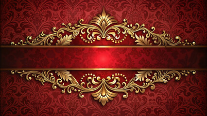 Ornate Gold Border on Elegant Red Background
