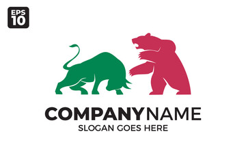 Bull Bear logo trading market vector