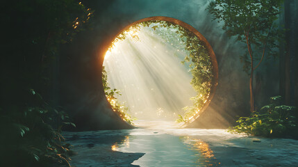 Past life regression pod, timeline visualization, memory pool, ancient light
