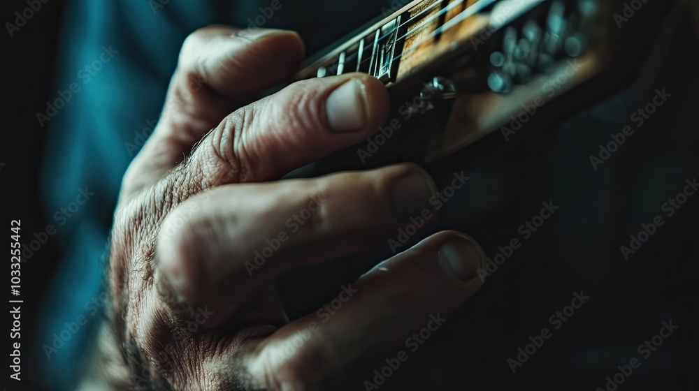 Poster close-up of a hand playing a string instrument