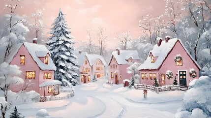 winter landscape with houses