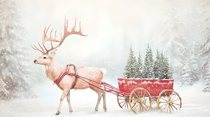 christmas reindeer on a snow