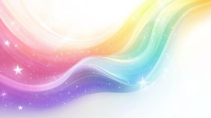 Soft Dreamy Rainbow with Sparkling Stars Background