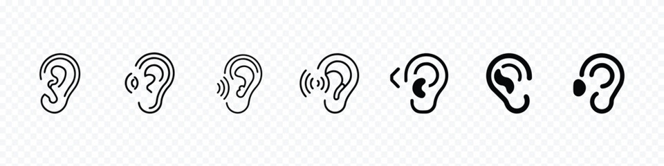 Hearing icon, Active Listening icon, listening vector icon, Ear vector icon, hearing symbol. Ear vector icon, hearing symbol