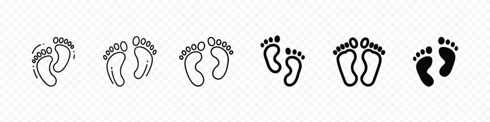 Footprint. Human footprint icon. Baby footprint. Silhouette of footprints. Human footprint icon. Many footprints silhouette sign