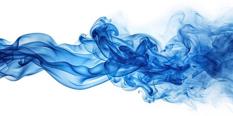 Fototapeta premium Abstract blue smoke on white background resembling a soft cloudy texture, with reflections